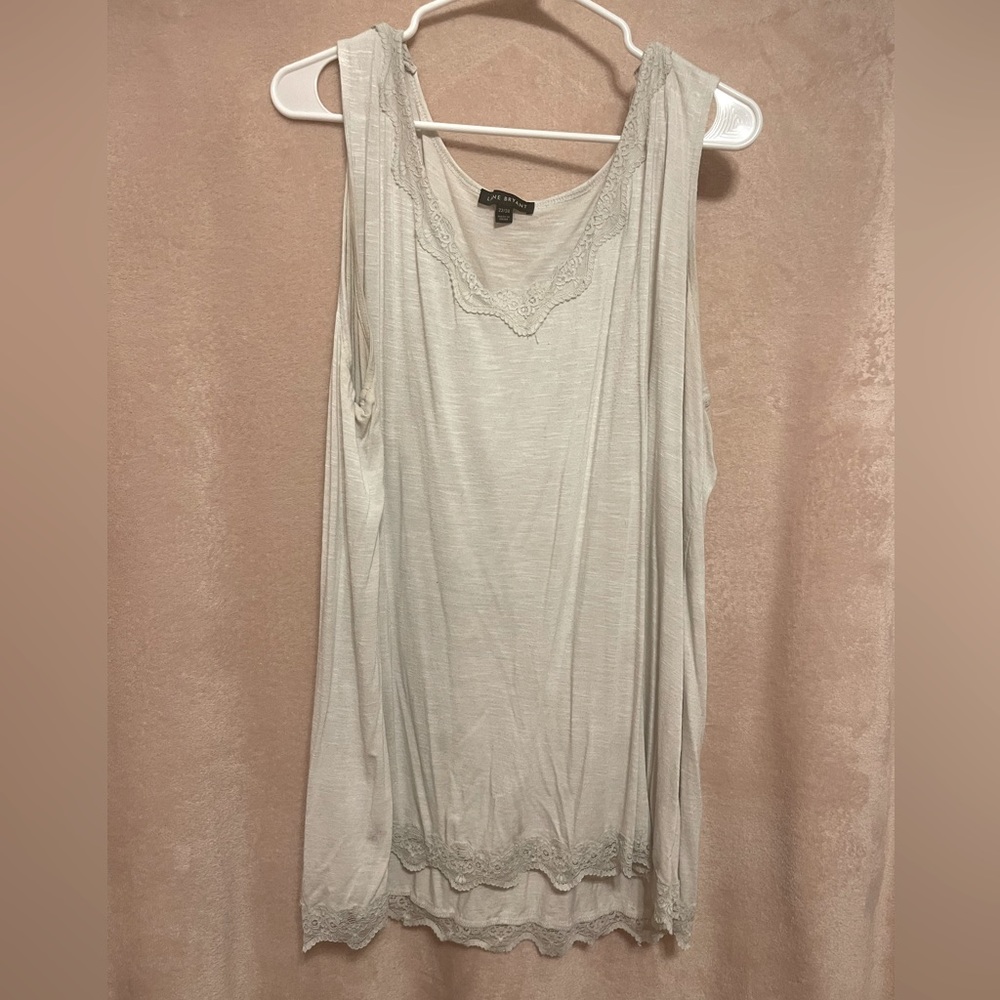 💕Lane Bryant White Lace Trim Swing Cami💕